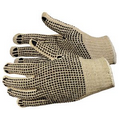 Natural Cotton/ Poly Blend PVC Dotted 2 Sided String Gloves (Mediuml)